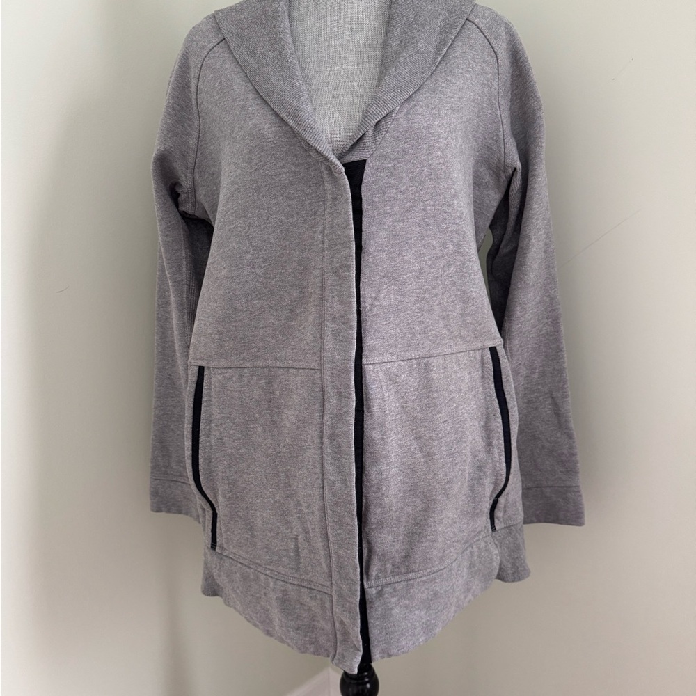 Gray Open Front Cardigan